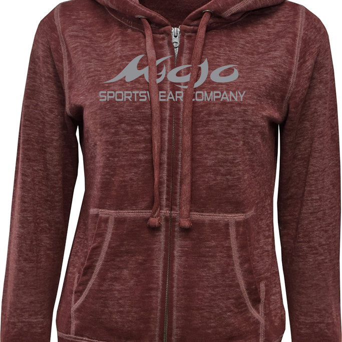 Ladies Vintage Beach Zip Up Hoodie - Mojo Sportswear Company